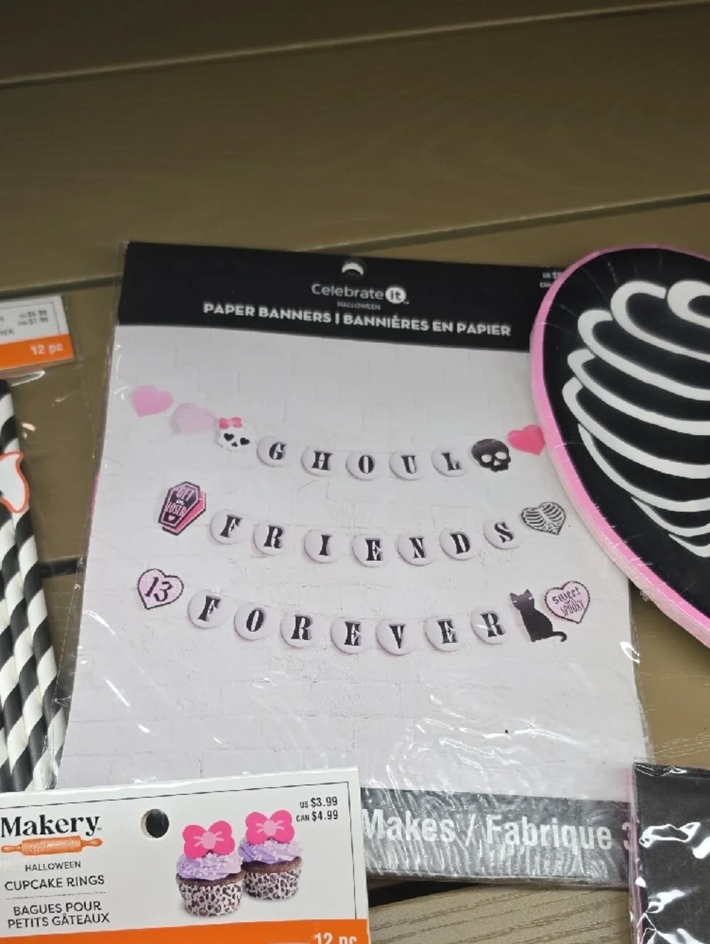 Celebrate It Pink & Black Skull Party Tableware Set